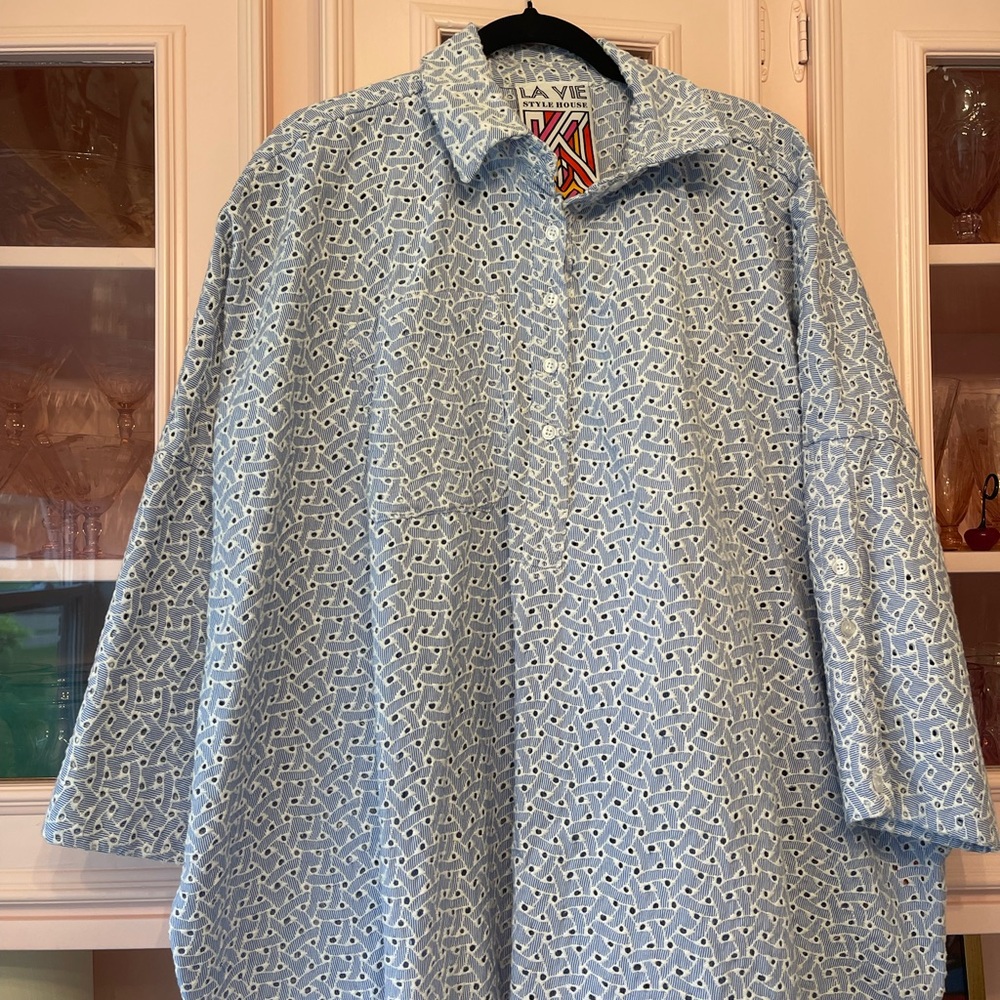 Women's Blue Patterned Top